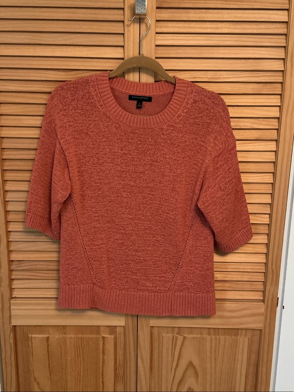 Banana Republic Short-Sleeve Crewneck Sweater in Rust Orange